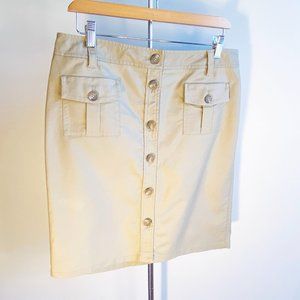 Ann Taylor Tan Front Button Pencil Skirt, Perfect Condition